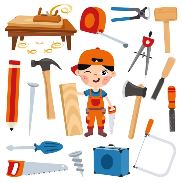 Set Various Carpentry Elements — Stock Vector