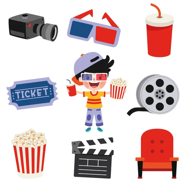 Set Various Cinema Elements — Stock Vector