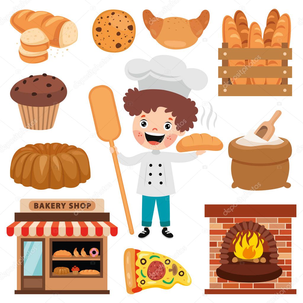 Set Of Various Bakery Elements