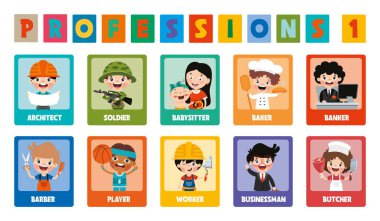 Set Of Various Cartoon Professions clipart