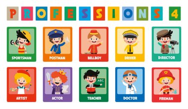 Set Of Various Cartoon Professions clipart