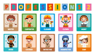 Set Of Various Cartoon Professions clipart