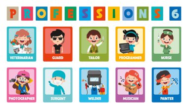 Set Of Various Cartoon Professions clipart