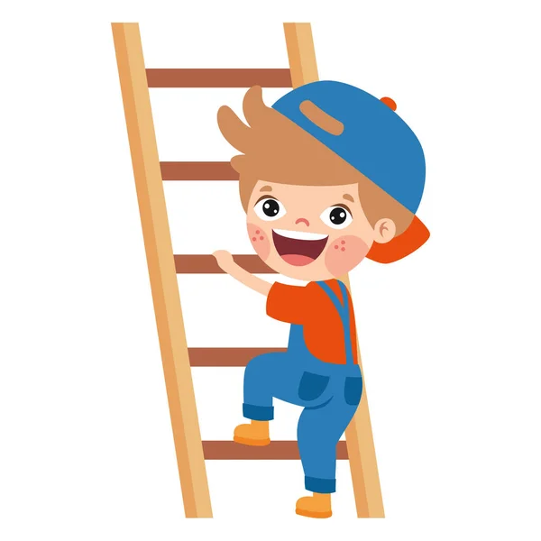 Cartoon Kind Mit Bauwerkzeugen — Stockvektor