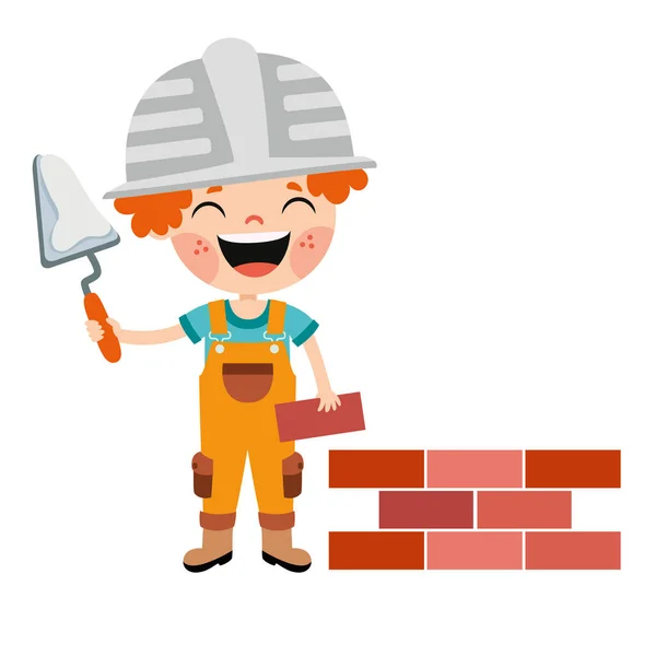 Cartoon Kid Avec Des Outils Construction — Image vectorielle