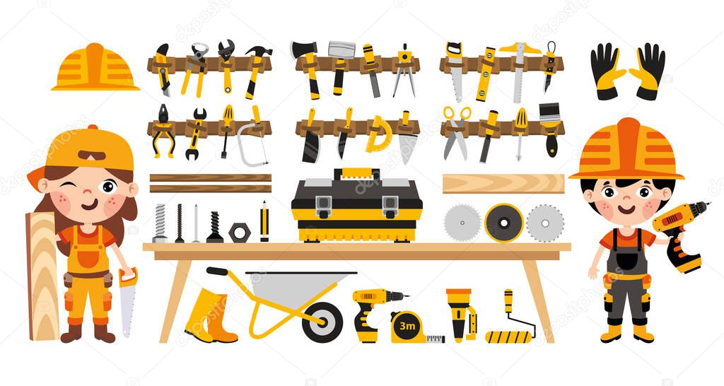 Set Of Various Construction Tools