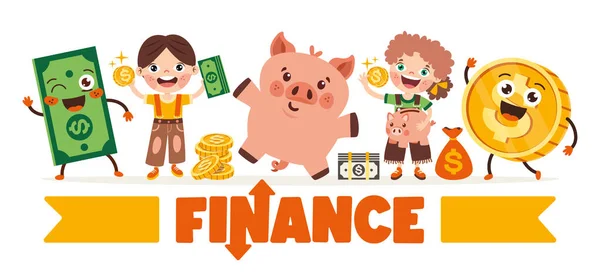 Dibujo Dibujos Animados Para Economía Finanzas — Vector de stock