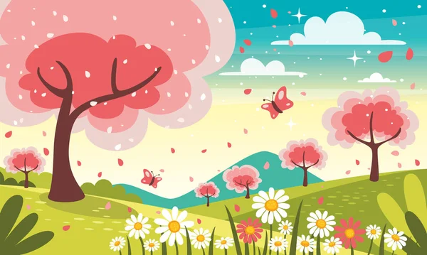 Diseño Temporada Primavera Con Flores — Vector de stock