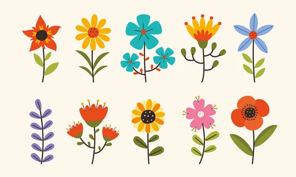 Concepto Diseño Con Flores Colores — Archivo Imágenes Vectoriales