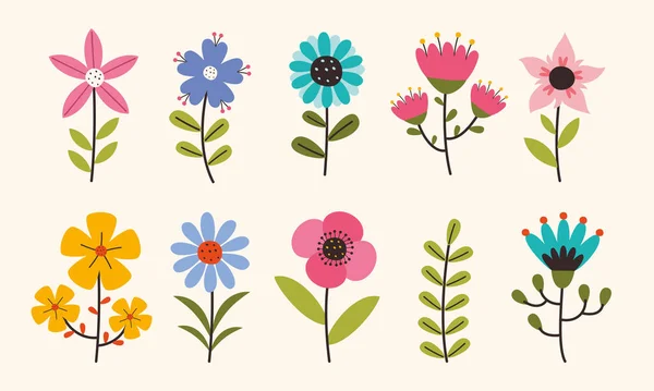 Concept Design Πολύχρωμα Λουλούδια — Διανυσματικό Αρχείο