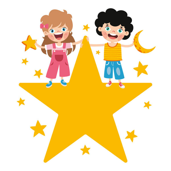 Concept Of Cartoon Character With Sky Elements