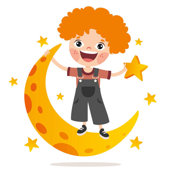 Concept Of Cartoon Character With Sky Elements