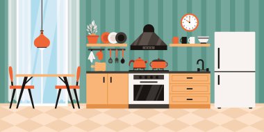 Bir Mutfağın Düz İç Tasarımı