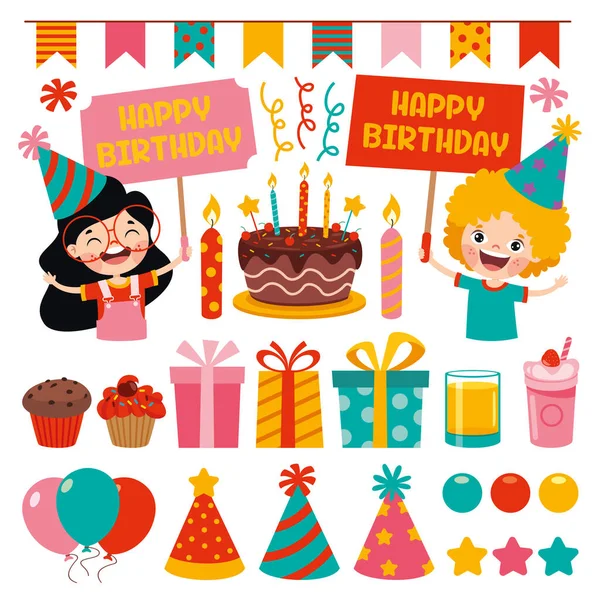 Collection Birthday Party Elements — Stock Vector