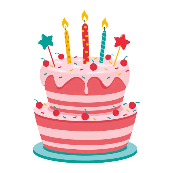 Egy Születésnapi Torta Illusztrációja — Stock Vector