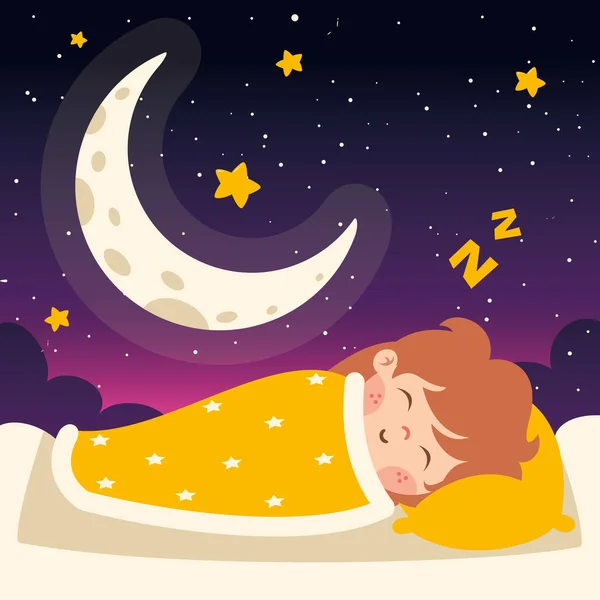 Ilustrasi Kartun Anak Yang Tidur - Stok Vektor