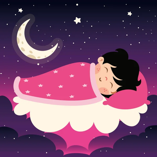 Cartoon Illustration Kid Sleeping — Stock Vector