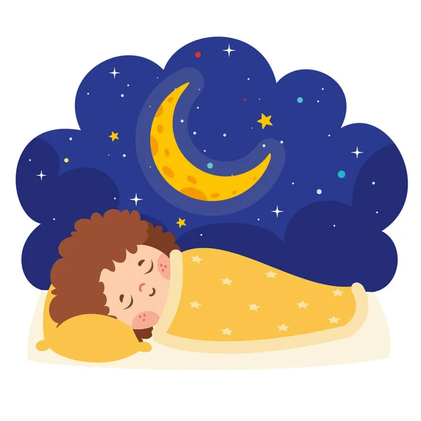 Tecknad Illustration Kid Sleeping — Stock vektor