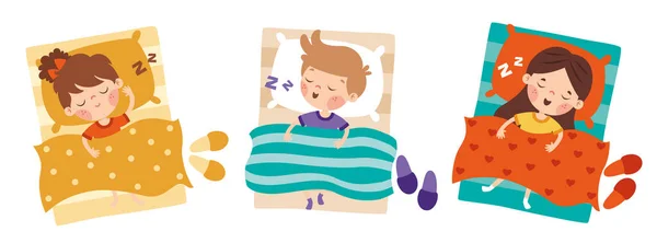 Cartoon Illustration Kids Sleeping — Stockový vektor