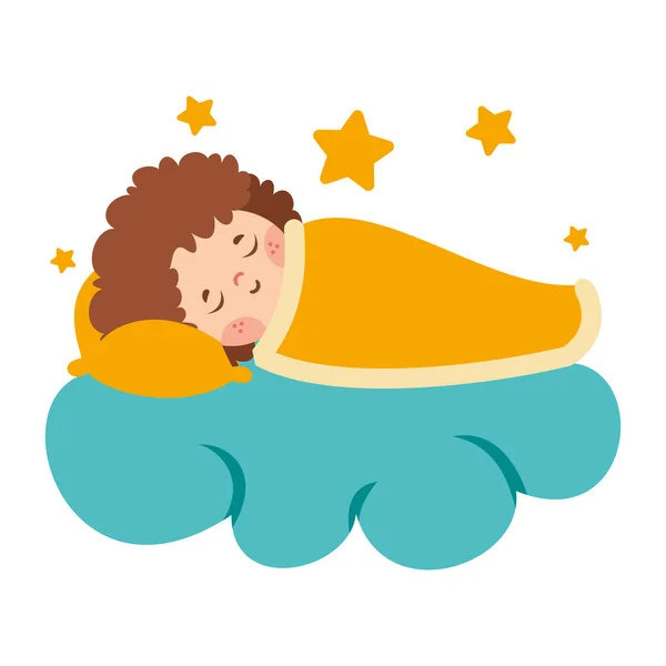 Rajzfilm Illusztrációja Kid Sleeping — Stock Vector