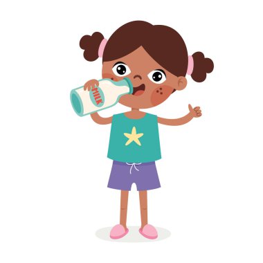 Drinking Milk Concept With Cartoon Character clipart