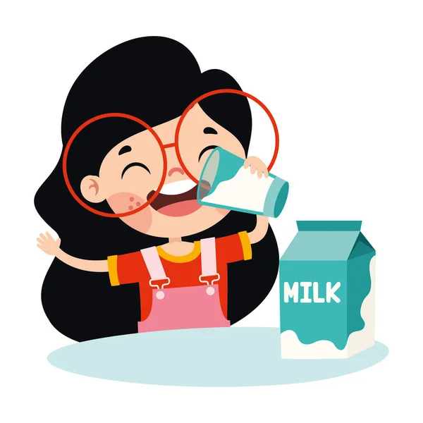 Drinking Milk Concept Cartoon Character — Stock Vector