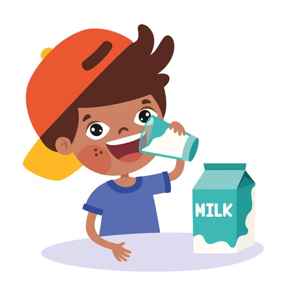 Trinkmilchkonzept Mit Cartoon Charakter — Stockvektor