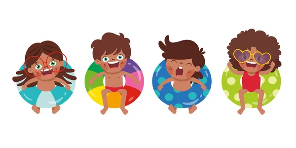 Vacaciones Verano Con Niño Dibujos Animados — Archivo Imágenes Vectoriales