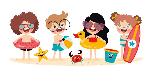 Sommerurlaub Mit Cartoon Kid — Stockvektor