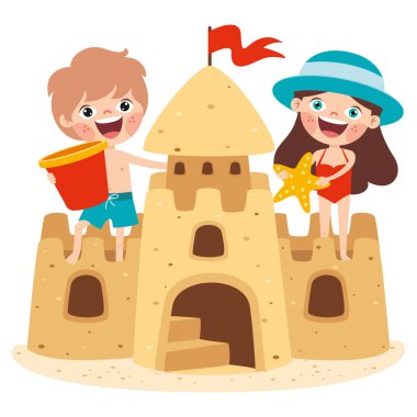 Kumdan Kaleyle Oynayan Çocuklar