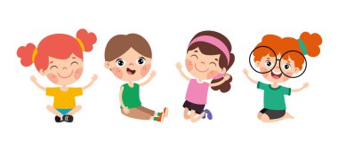 Mutlu Çocuk Karakterleri Oturuyor