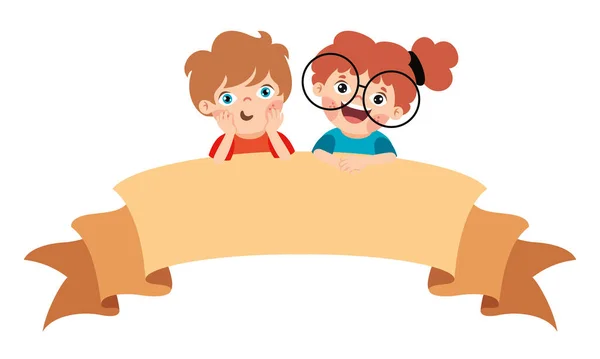 Cartoon Kids Blank Banner — Stock Vector