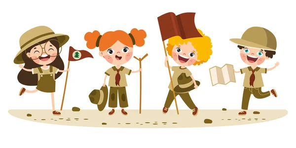 Cartoon Illustration Little Scouts — 图库矢量图片