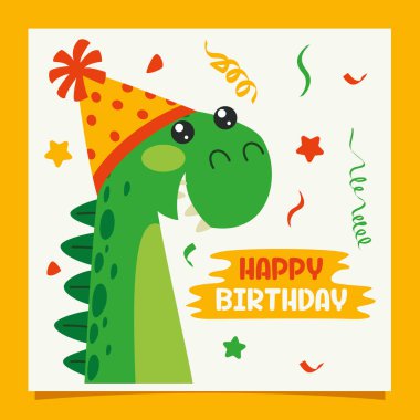Dinozor Karakterli Doğum günü Kartı