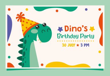 Dinozor Karakterli Doğum günü Kartı