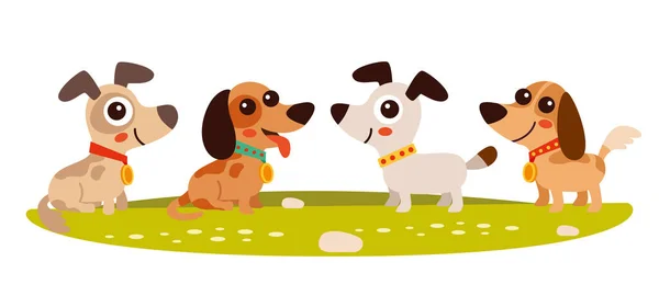 Cartoon Drawing Cute Dogs — Vector de stock