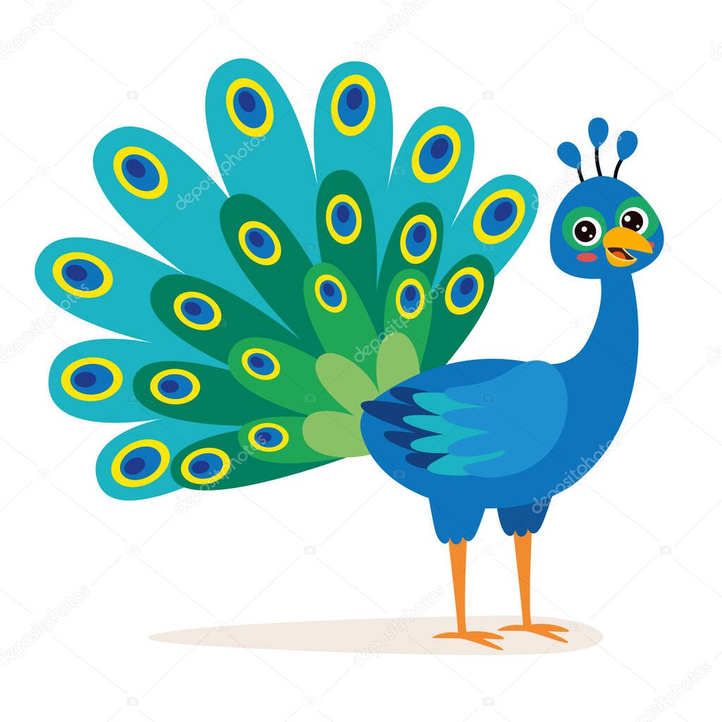 Cartoon Illustration Of A Peacock