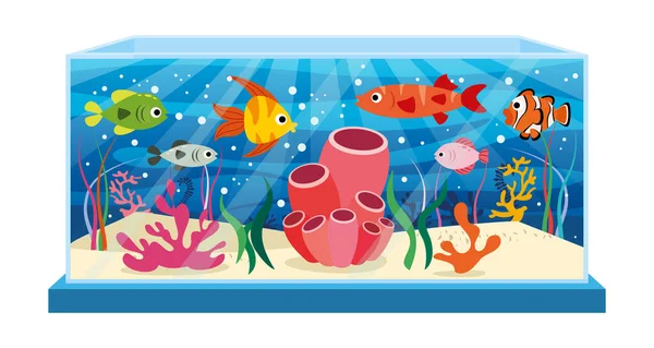 Cartoon Fishes Aquarium — Stock Vector