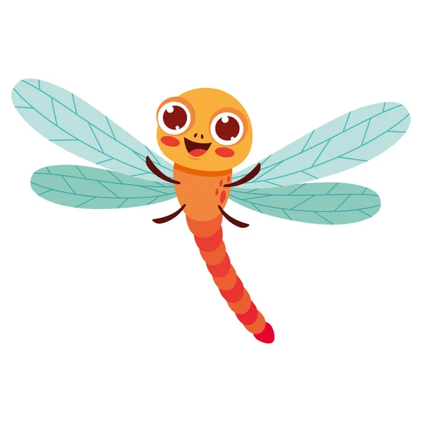 Cartoon Illustration Dragonfly — Stok Vektör