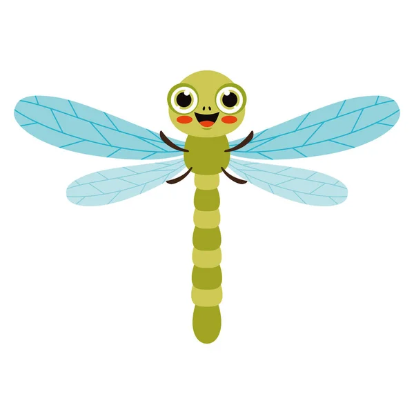 Cartoon Illustration Dragonfly — Vector de stock