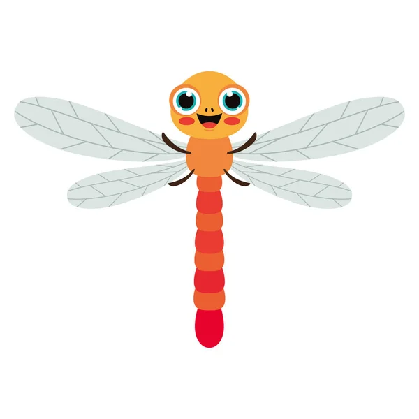 Cartoon Illustration Dragonfly — Vector de stock