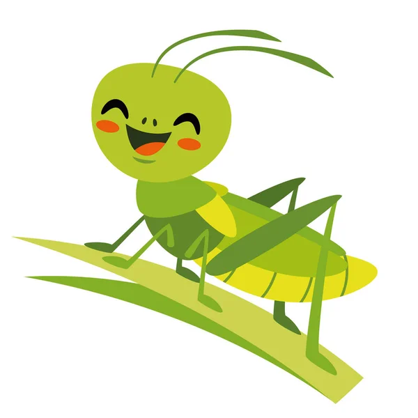 Cartoon Illustration Grasshopper — Vetor de Stock