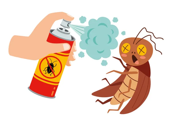 Bug Repellent Spray Can Spaying Cockroack — 图库矢量图片
