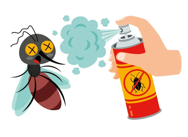 Bug Repellent Spray Can Spaying Mosquito — Archivo Imágenes Vectoriales