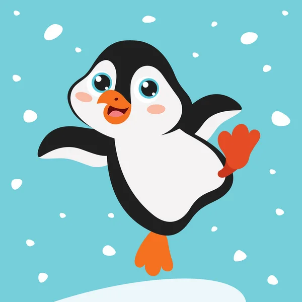 Dibujo Dibujos Animados Del Personaje Del Pingüino — Vector de stock