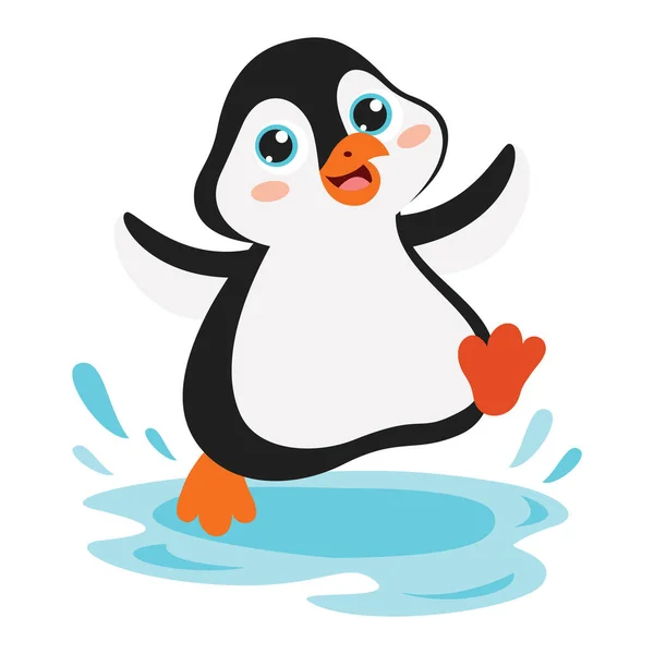 Tecknad Ritning Pingvin Karaktär — Stock vektor