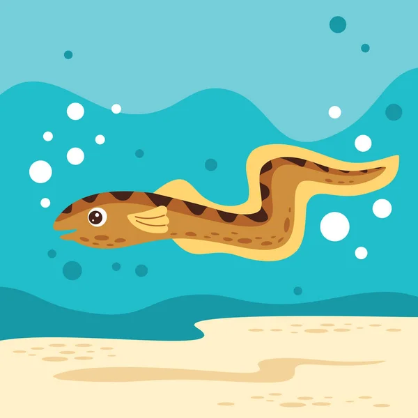 Dessin Animé Une Anguille — Image vectorielle
