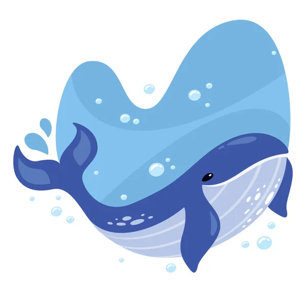 Cartoon Drawing Whale — стоковый вектор