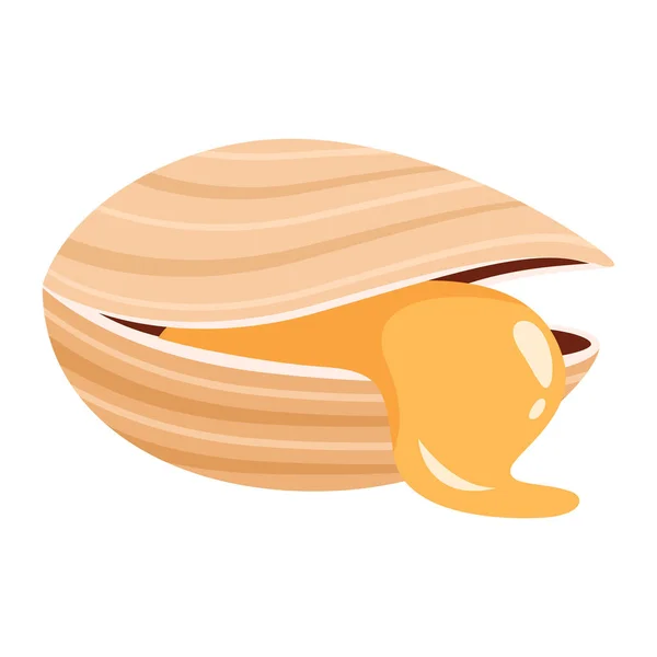 Flache Zeichnung Einer Muschel — Stockvektor