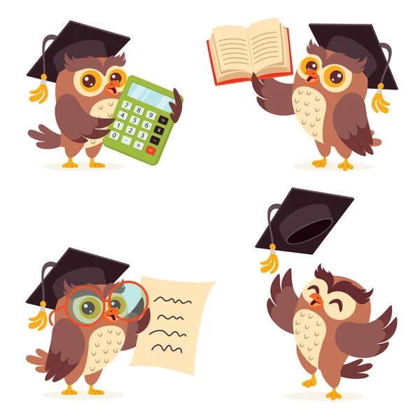 Education Concept Cartoon Owl — Stock Vector